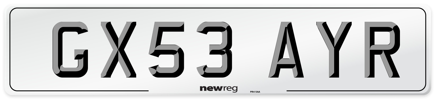 GX53 AYR Number Plate from New Reg